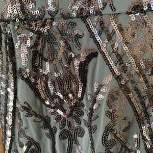 cachet metallic sequin gown